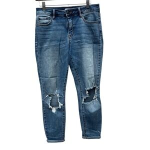 Carly Jean Los Angeles Womens Size 7 Blue Distressed Ripped Skinny Jeans Capsule